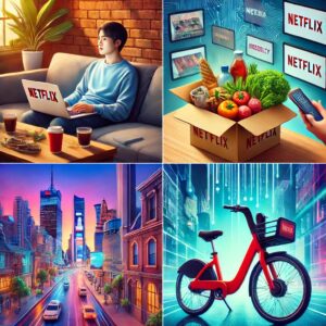 Netflixを視聴する若者、エンターテイメントサブスクを象徴