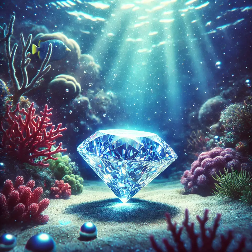 深海の宝石をテーマにしたリアルなダイヤモンドの画像。